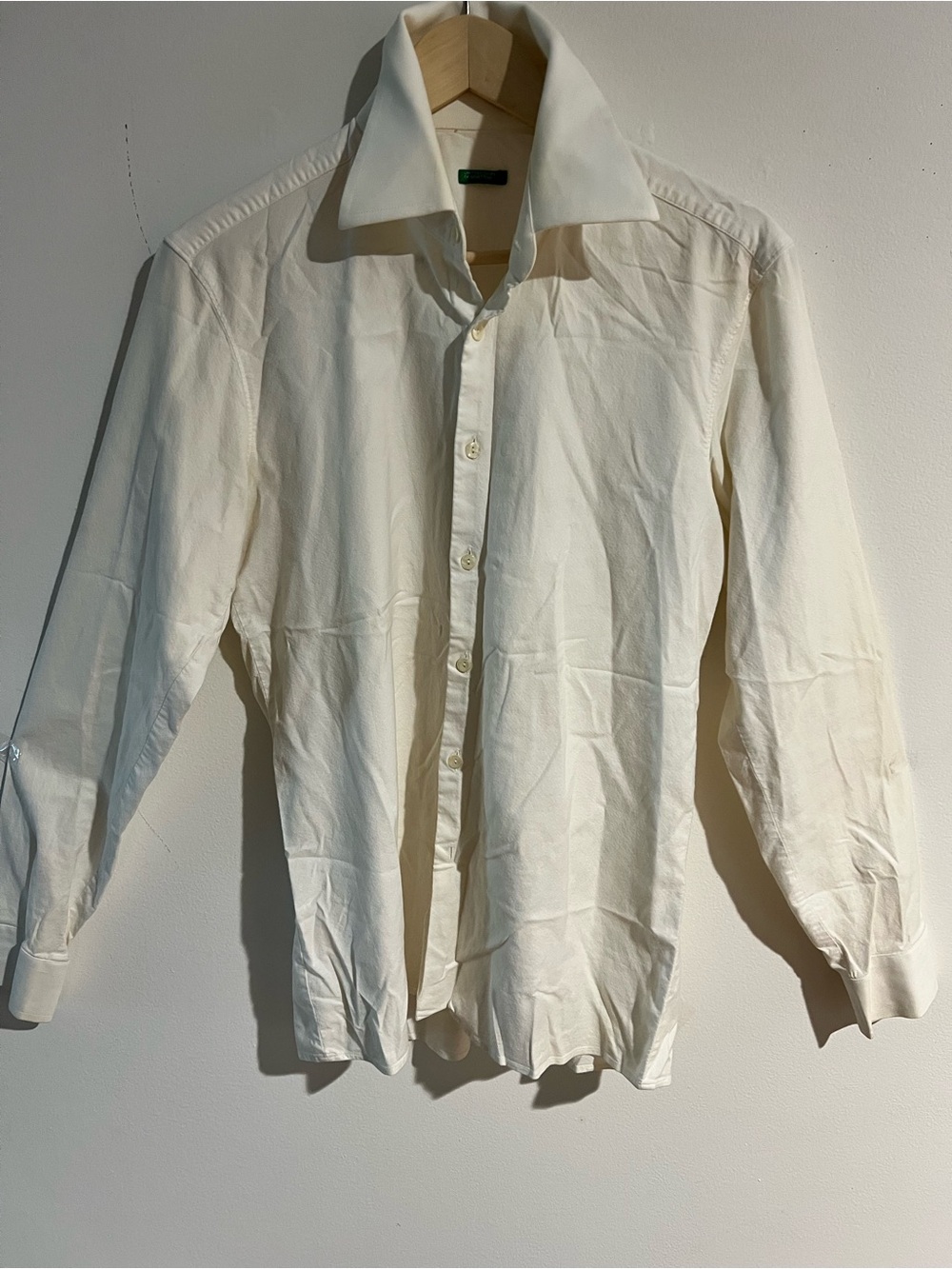 Vintage United Colors Of Benetton Cream Long-Sleeve Dress Shirt tailored fit